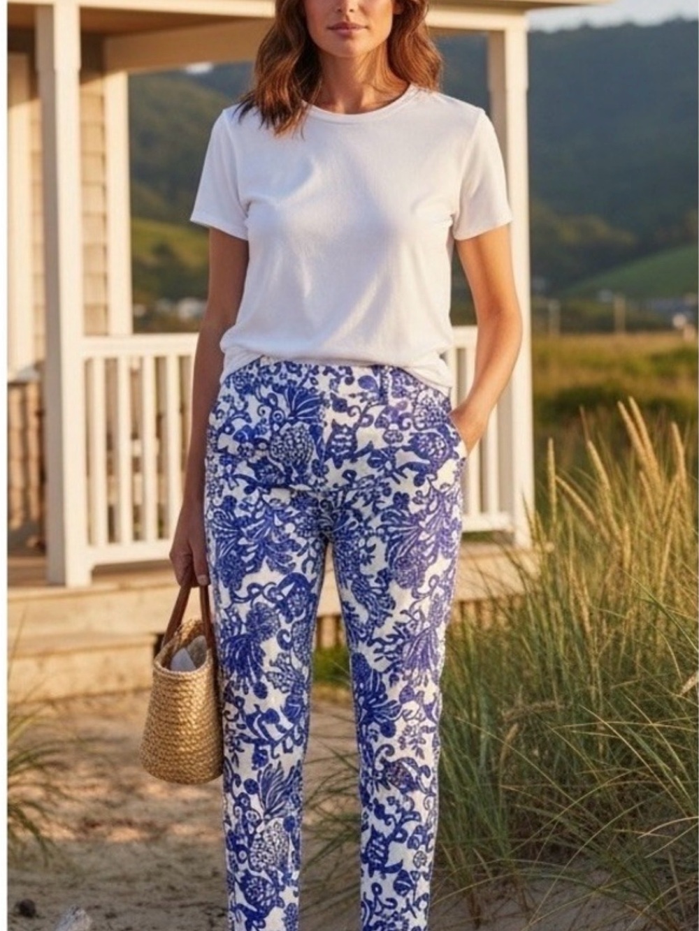NWT Lilly Pulitzer 28” Corso Ankle Pants in Deep Coconut Ride with me Golf